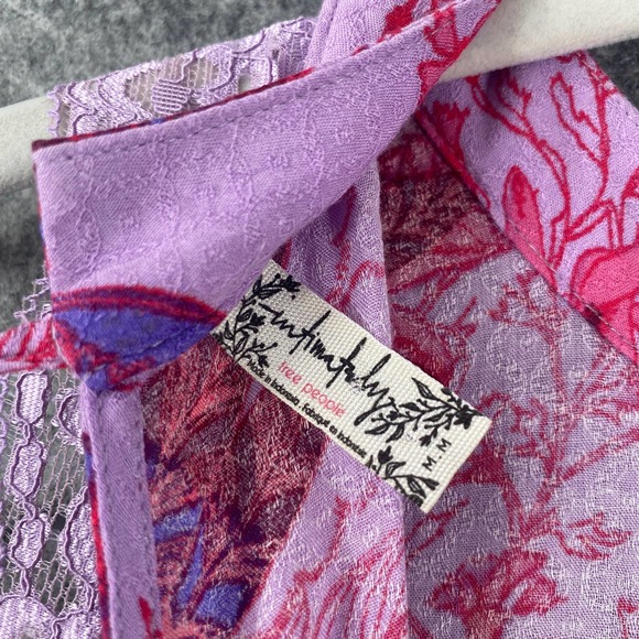 Free People Mini Dress Medium Purple Pink Floral She Moves Sleeveless Tunic - Picture 10 of 13